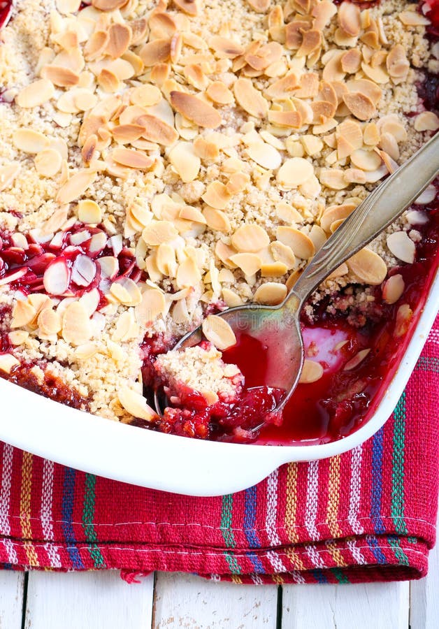 Fruit and almond crumble stock photo. Image of homemade 42876086