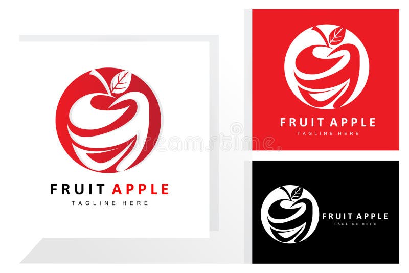Fruit Apple Logo Design, Red Fruit Vector, with Abstract Style, Product
