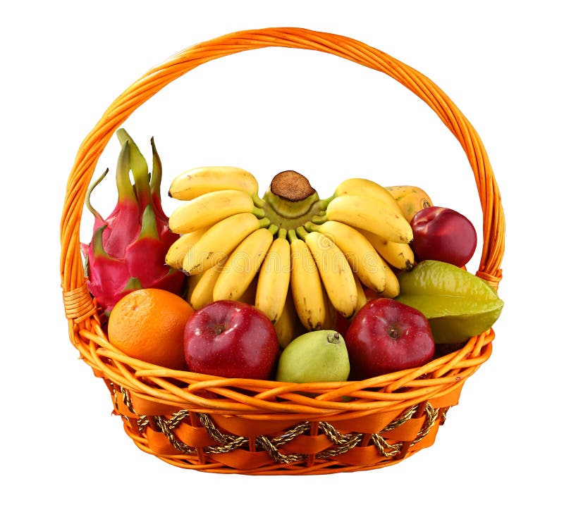 Fruit basket on white background