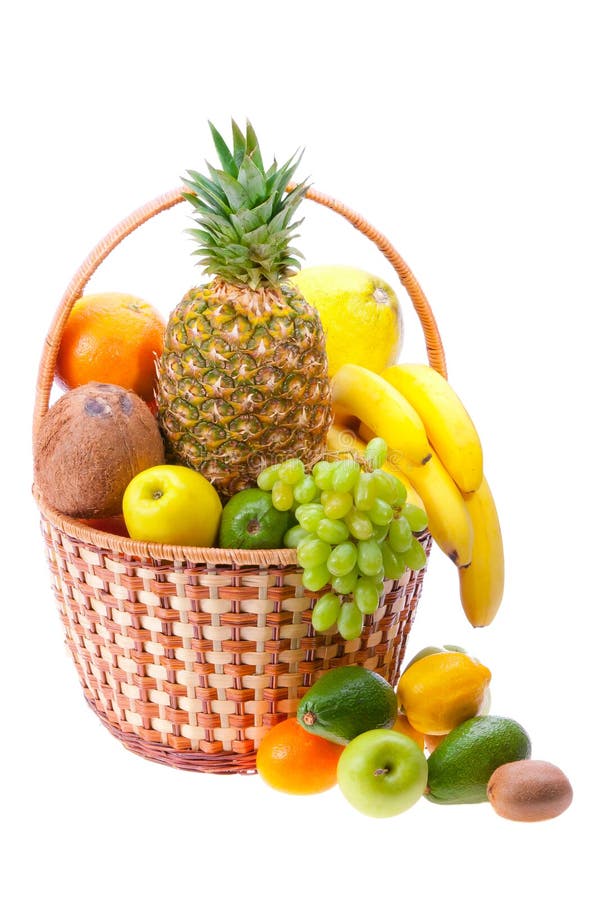 Fruit basket stock image. Image of green, coconut, bananas 25343801