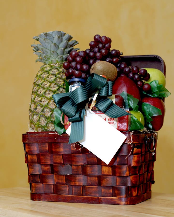 Fruit Basket with Gift Card Stock Photo Image of basket, ribbon 1827572