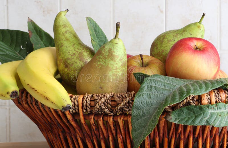 Fruit Basket Inside A Kitchen Stock Photo Image of apple, tiles 40189222