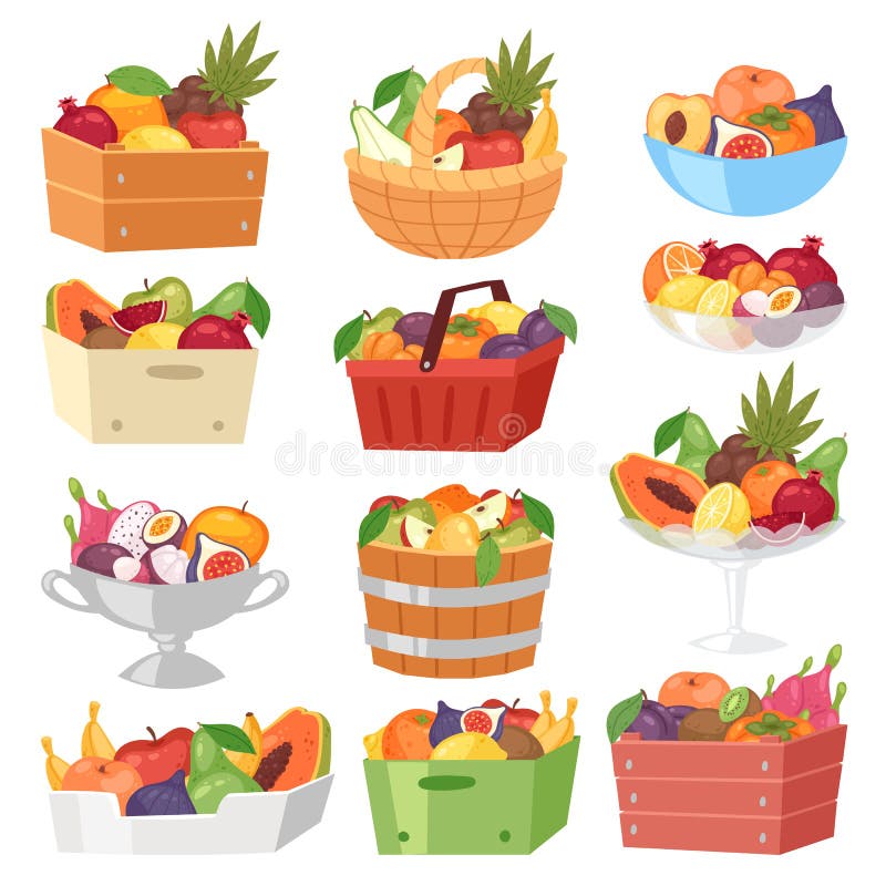 Fruit basket vector fruity apple banana and exotic papaya in box illustration fruitful set juicy orange with fresh royalty free illustration Fruit basket vector fruity apple banana and exotic papaya in box illustration fruitful set juicy orange with fresh royalty free illustration