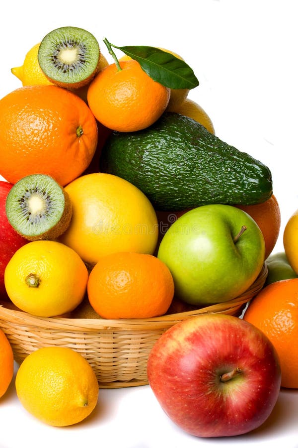 Fruit basket on white background