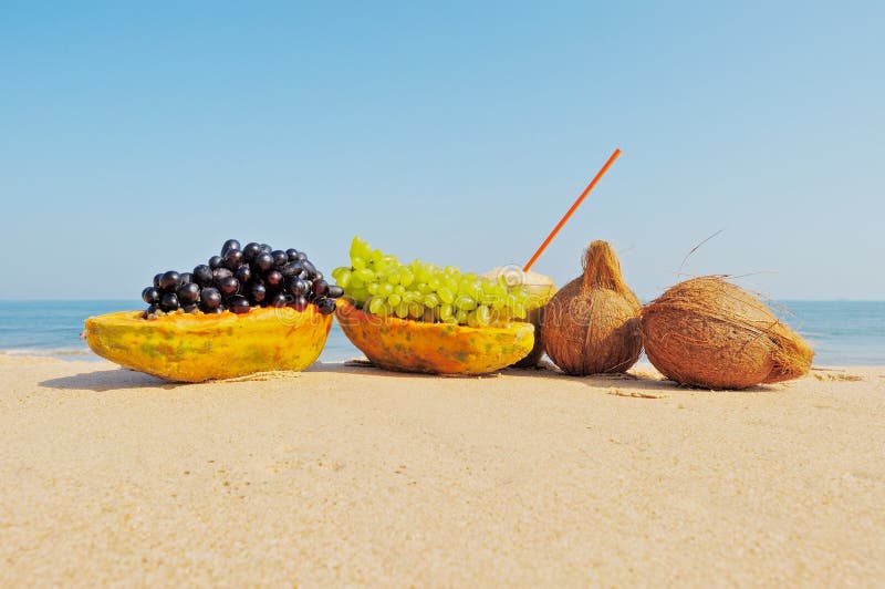 Fruit on beach stock image. Image of diet, outdoor, pineapple 34623885
