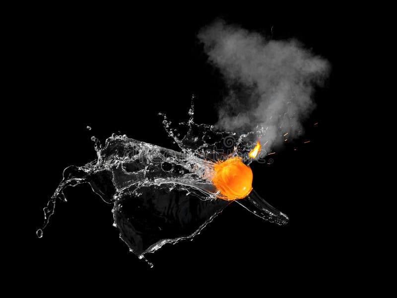 Fruit bomb in water stream stock image