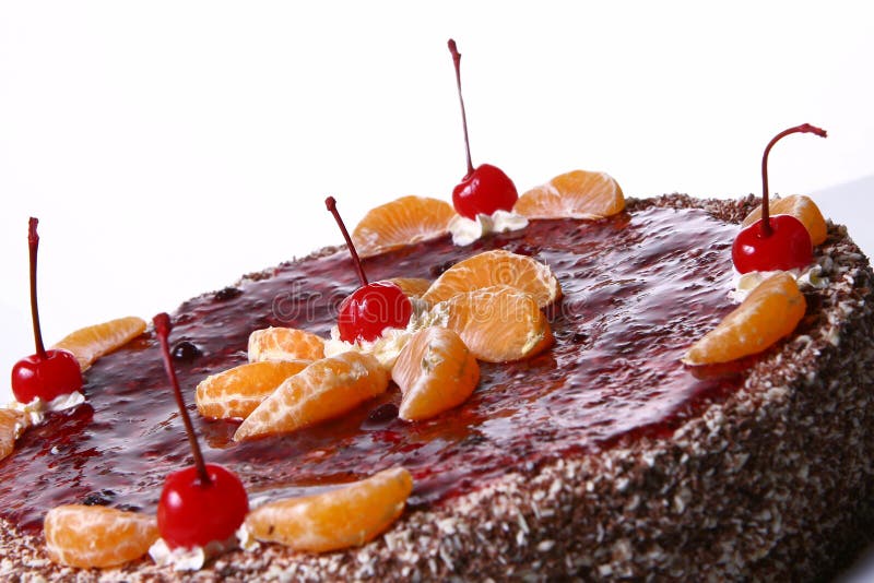 Fruit Cake With Desert Cherry Stock Image Image of chocolate, custard
