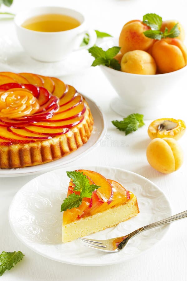Fruit cake with peaches stock image. Image of cream, ricotta 42465569
