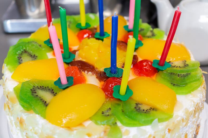 Fruit Cake with Whipped Cream Stock Photo Image of mango, buttercream