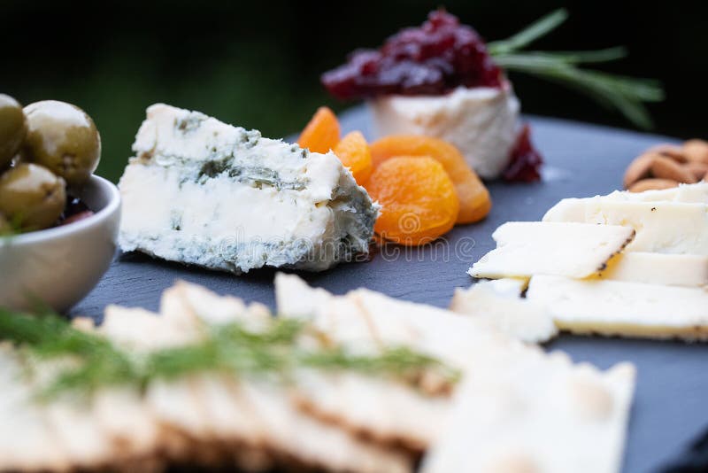 Fruit, cheese and crackers stock photo. Image of parmesan 118919176