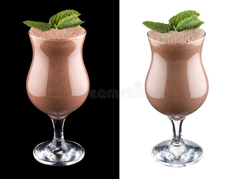 Fruit and Chocolate Smoothie on Dark and White Background Stock Photo Image of diet, dessert