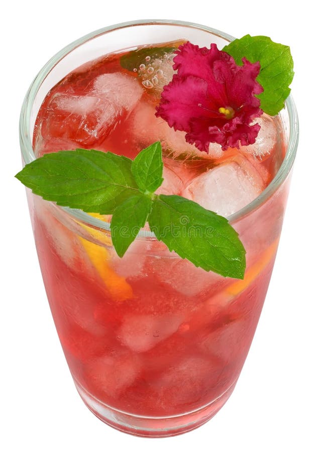 Fruit Cocktail Decorated with Flower Violet Stock Photo Image of