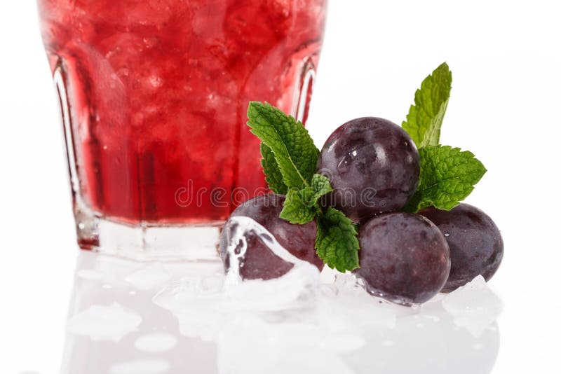 Fruit cocktail with grape stock image. Image of cube 49080661
