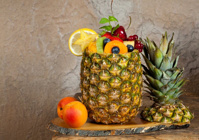 Fruit Cocktail in Pineapple Stock Photo Image of fresh, decoration