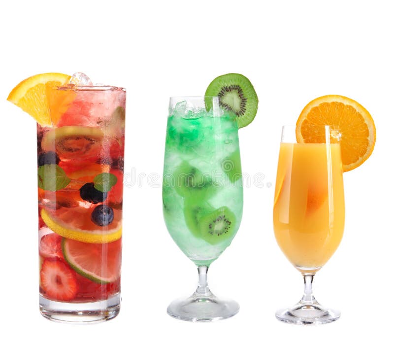 Fruit cocktails collection stock image