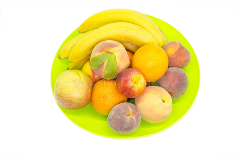 Fruit dans un plateau sur le blanc images stock Fruit dans un plateau sur le blanc images stock