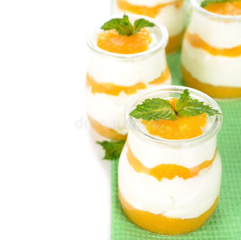 Fruit Dessert in a Small Jar Stock Image Image of light, mint 30763249