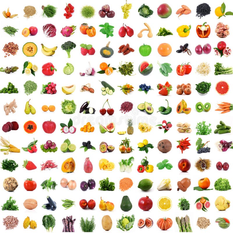 Fruit en groentencollage op witte achtergrond stock fotografie Fruit en groentencollage op witte achtergrond stock fotografie