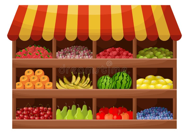Fruit Farmer Shop Counter Products Vector 98630718 