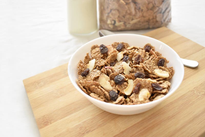 Fruit and Fiber Cereal on a Bowl. Stock Photo - Image of morning, dairy ...