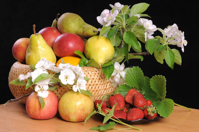 Fruit and flowers.