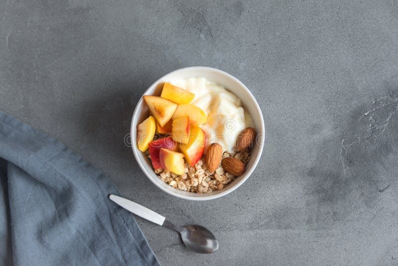 Fruit, Granola and Yogurt Breakfast Bowl Stock Image - Image of