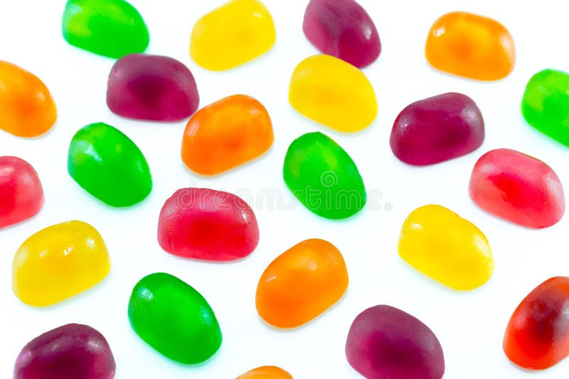 Fruit Gummi or Jelly Candies Assortment on White Stock Image Image of