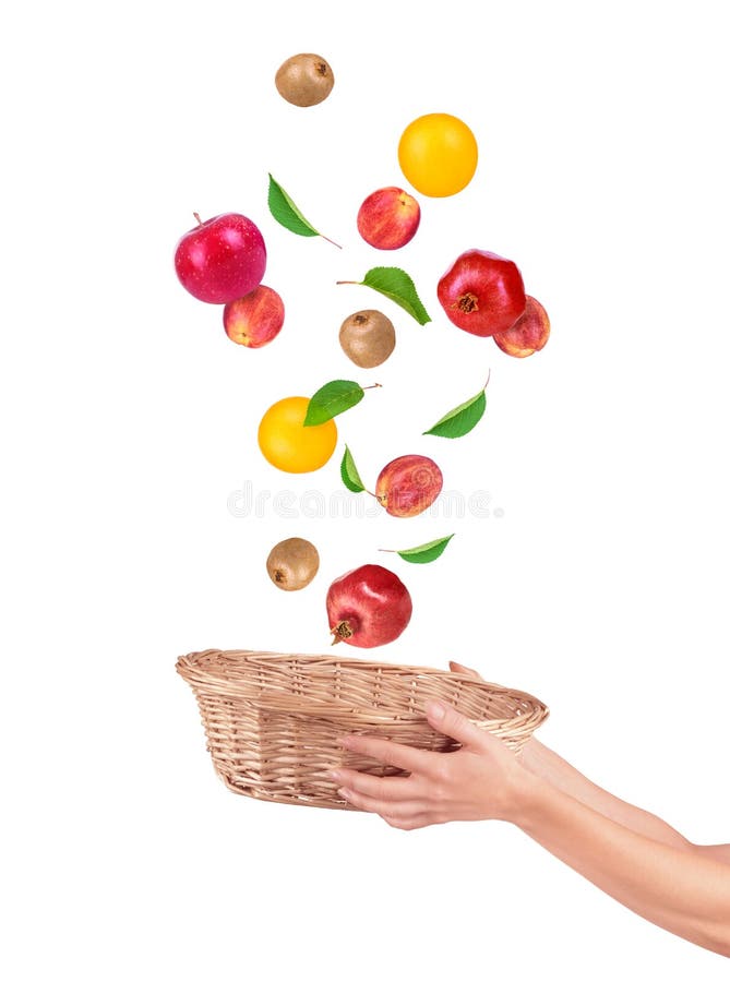 Fruit het alling van mand royalty-vrije stock foto Fruit het alling van mand royalty-vrije stock foto