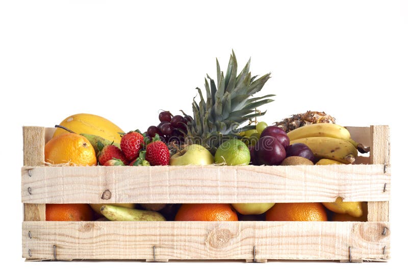 Fruit in houten doos royalty-vrije stock fotografie Fruit in houten doos royalty-vrije stock fotografie