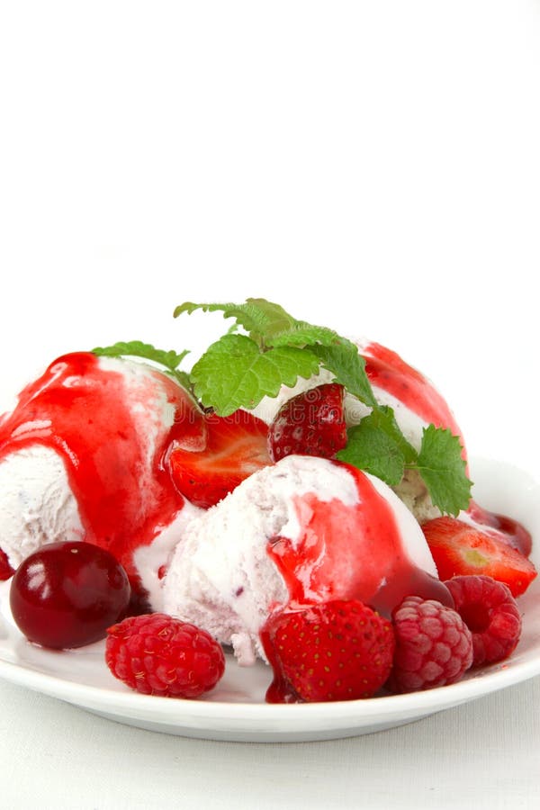 Fruit Ice Cream with Fresh Berries Stock Image Image of menu, flavor