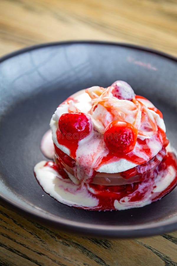 Fruit, Ice Cream and Jelly Cake with Strawberries Stock Image Image