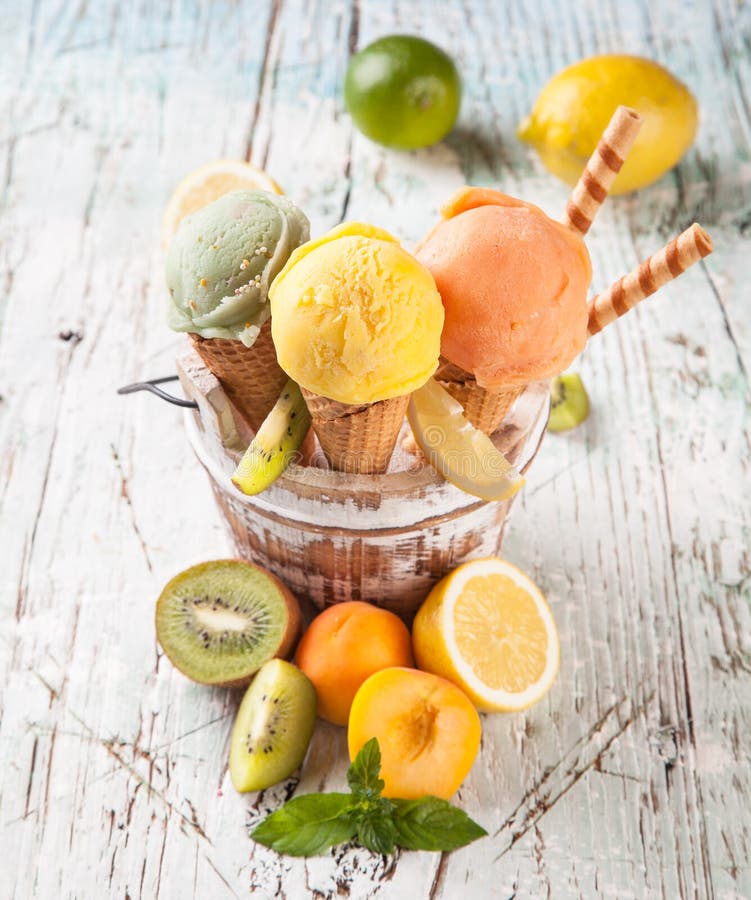 Fruit ice creams stock photo. Image of cons, dessert 41587454