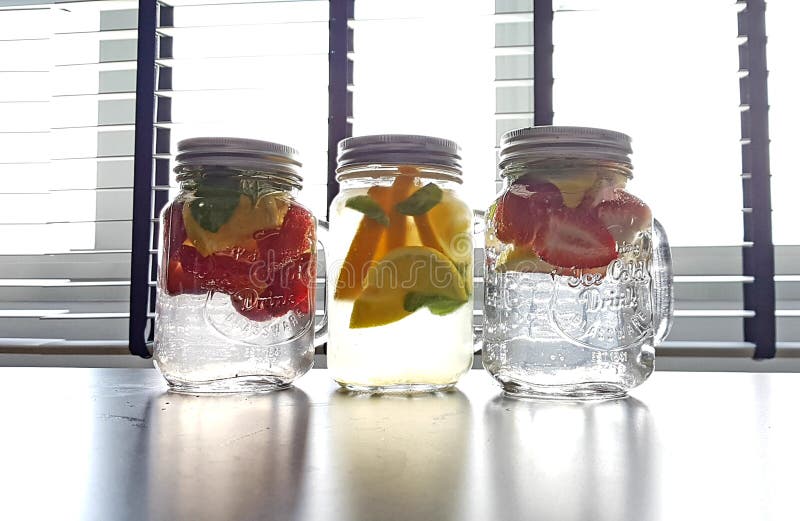 Fruit Infused Water in Mason Jars Stock Image Image of jars, asian