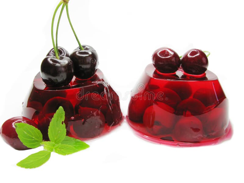 Fruit jelly dessert with cherry