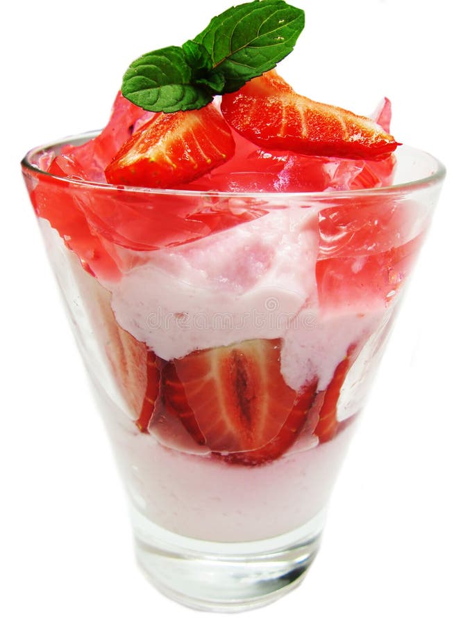 Fruit jelly dessert with strawberry