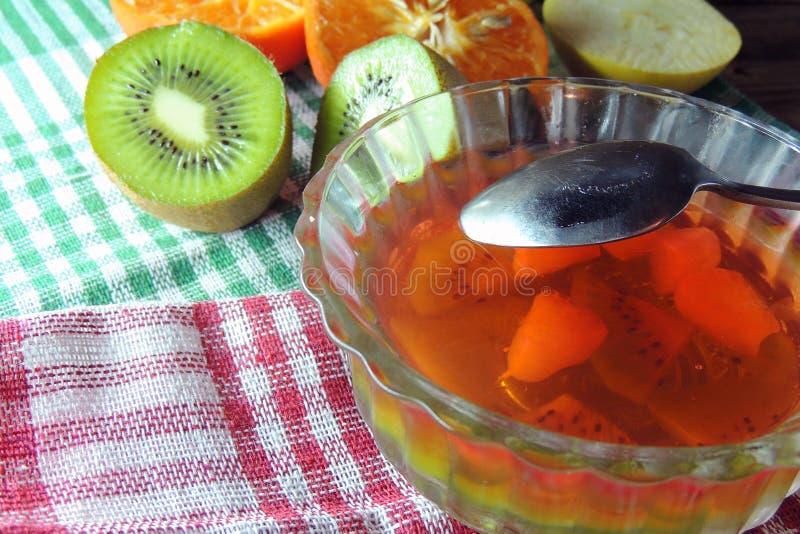 Fruit jelly and fruit stock photo. Image of homemade 64818094