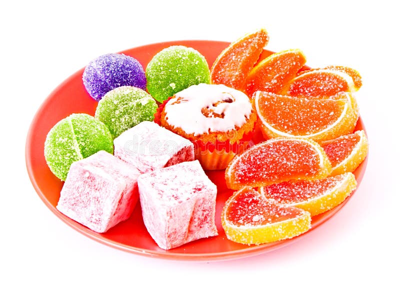 Fruit jelly on blue plate stock photo. Image of delicious 13001482