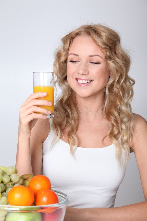 Fruit Juice Brings Vitamins Stock Photo Image of healthy, blond 22440954