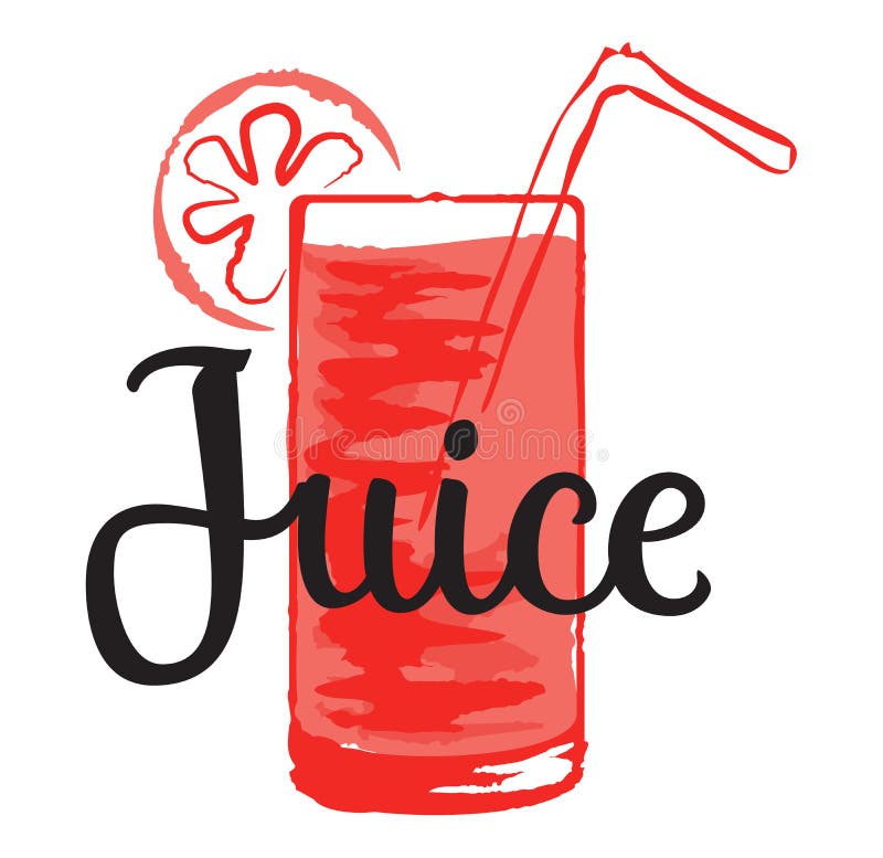Fruit Juice Sticker in Watercolor Style Stock Vector - Illustration of