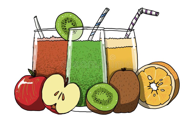 Fruit juices illustration stock illustration. Illustration of carrot