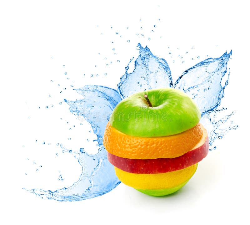 Fruit mix in water splash stock photo. Image of background - 33015182