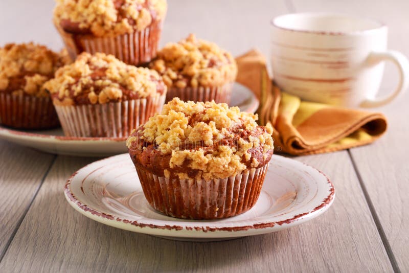 Fruit Muffins with Crumble Topping, Served Stock Photo Image of bake