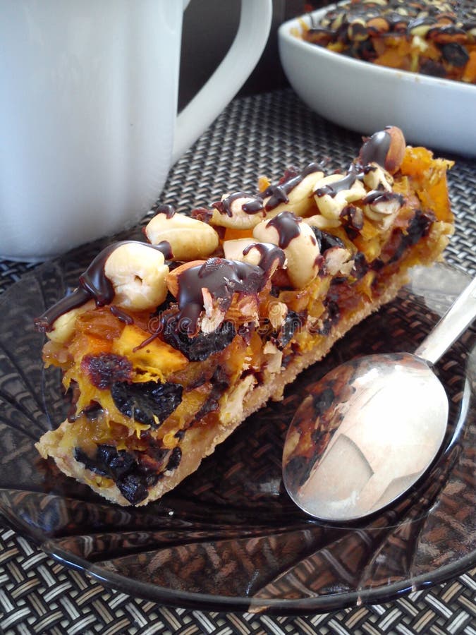 Fruit and Nut Slice of Homemade Stock Image Image of dark, slice