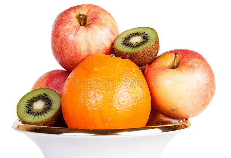 Fruit orange kiwi apple stock photos