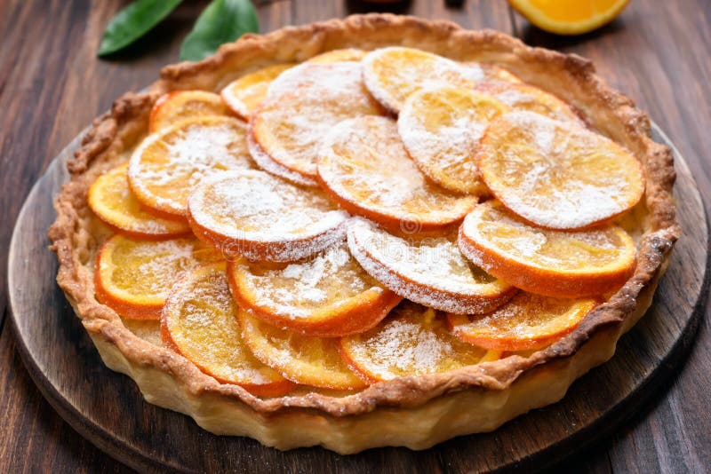 Fruit Pie with Orange Caramelized Slices Stock Photo Image of citrus