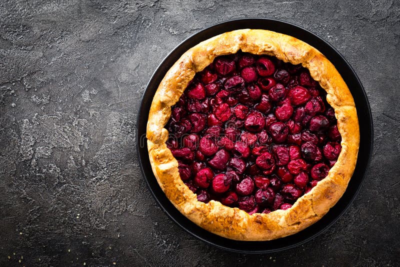 Fruit pie. Sweet pie, tart with fresh cherry. Delicious cake with cherry