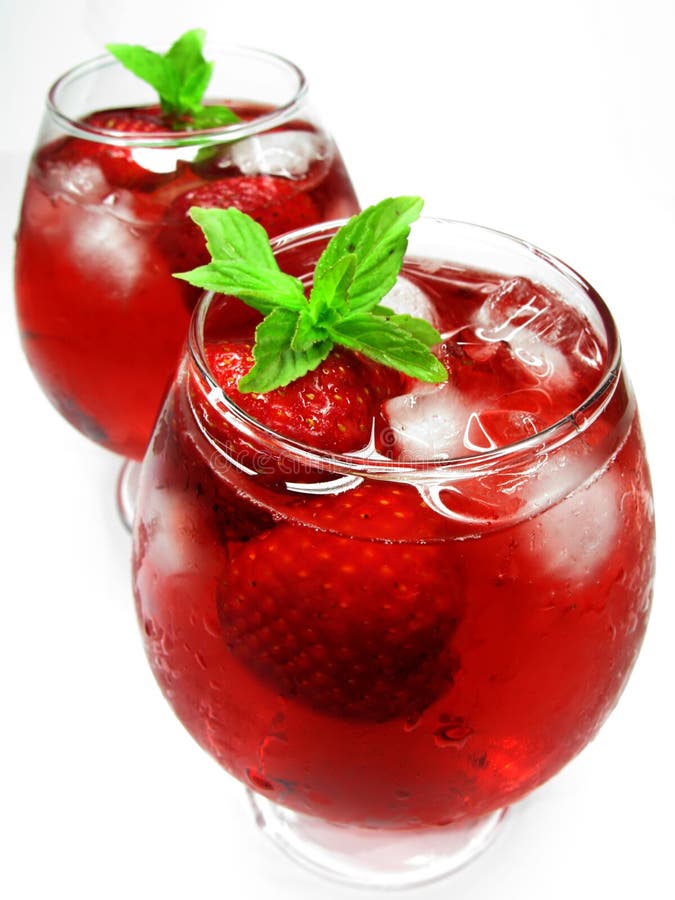 Fruit red punch cocktail drinks with strawberry