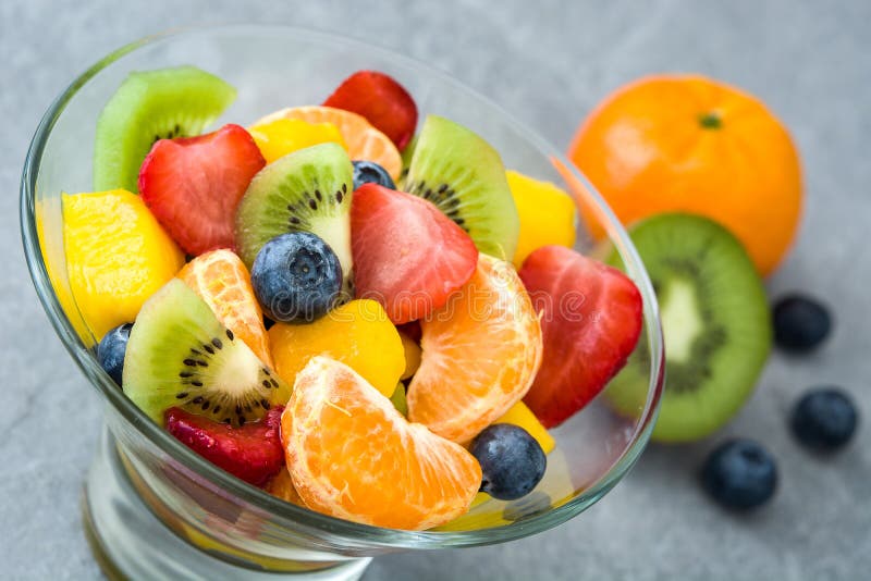 Fruit Salad in Crystal Bowl Stock Image Image of vegan, stonen 90740285