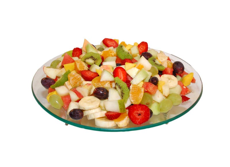 Fruit salad on glass plate . Isolated on white background stock images Fruit salad on glass plate . Isolated on white background stock images