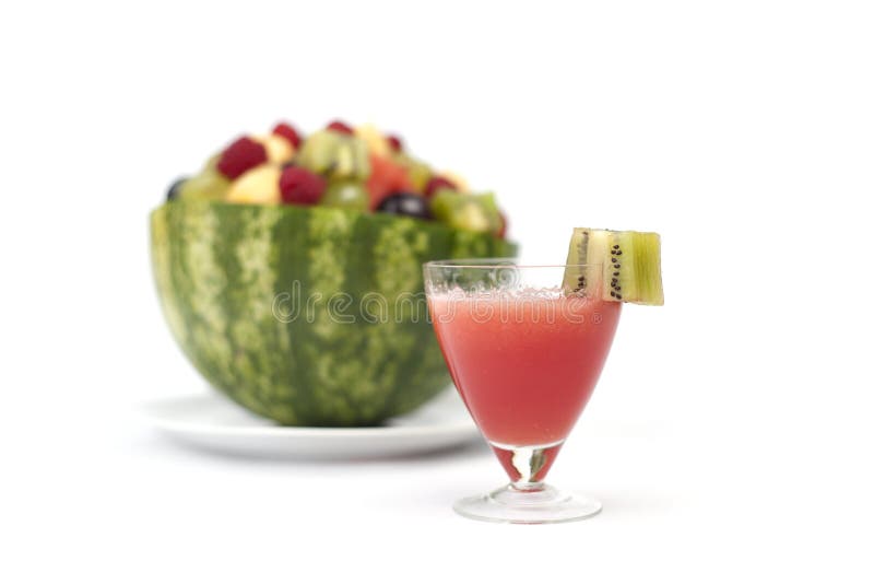 Fruit Salad and Juice from Watermelon. Stock Image Image of kiwi
